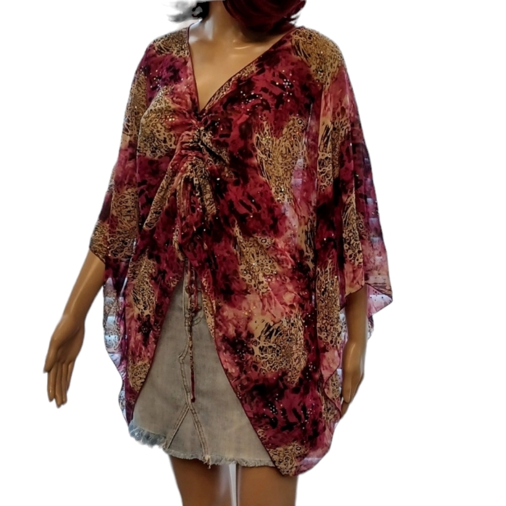 Jaipur Semi-sheer Cover-up Top - Size Medium - Picture 2 of 8